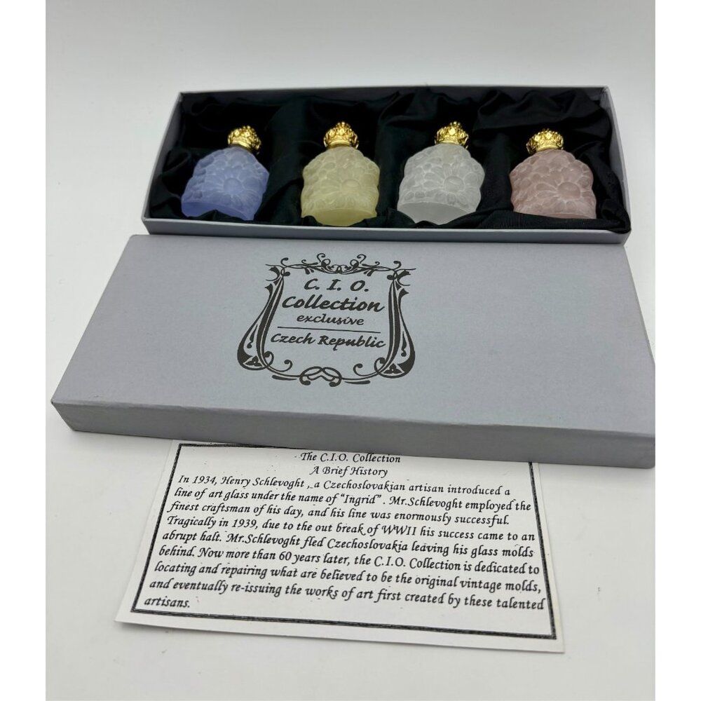 C.I.O. Collection Czech Republic Frosted Perfume Bottles-Set Of 4-NIB
